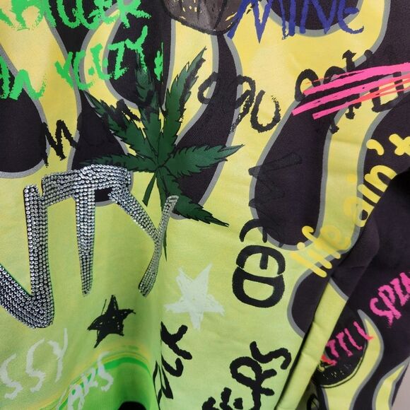 FNTY Flying Ninety Long Sleeve Embellished Rhinestone Bling Hoodie Large - Picture 4 of 9